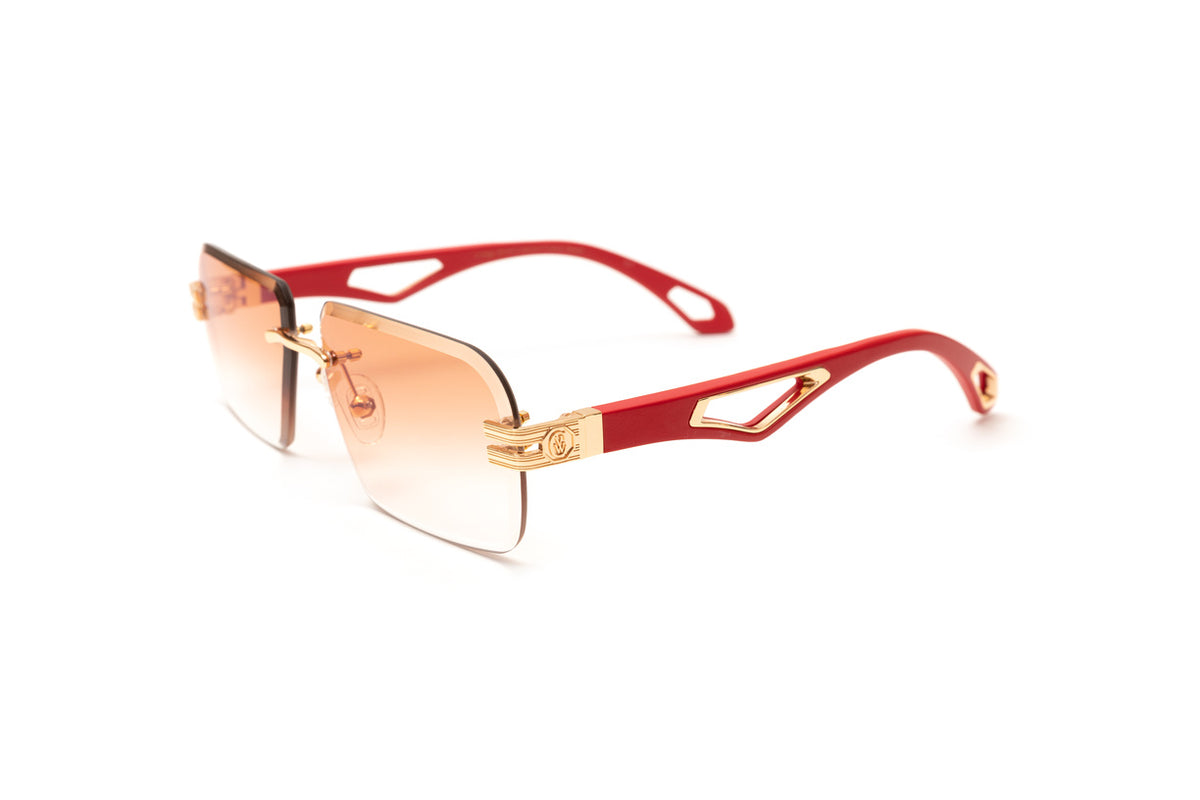Gold & Wood Rimless Rectangle Sunglasses VWC Eyewear Collector Drill Mount Sunglasses | 24KT Gold  main image 3