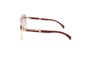 Brigade cherry wood and rose gold ful rim sunglasses, similar to Premiere de Cartier sunglasses, by Vintage Wood Collection eyewear