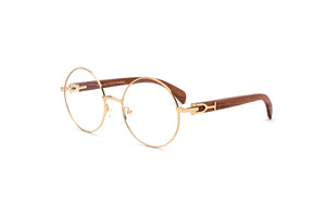 Cartier wood bagatelle glasses round gold eyeglasses frame vwc eyewear