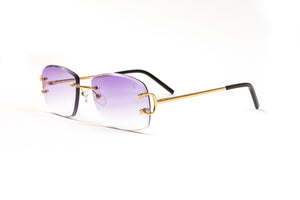 Rimless gold Classic C by VWC glasses with gradient purple lenses