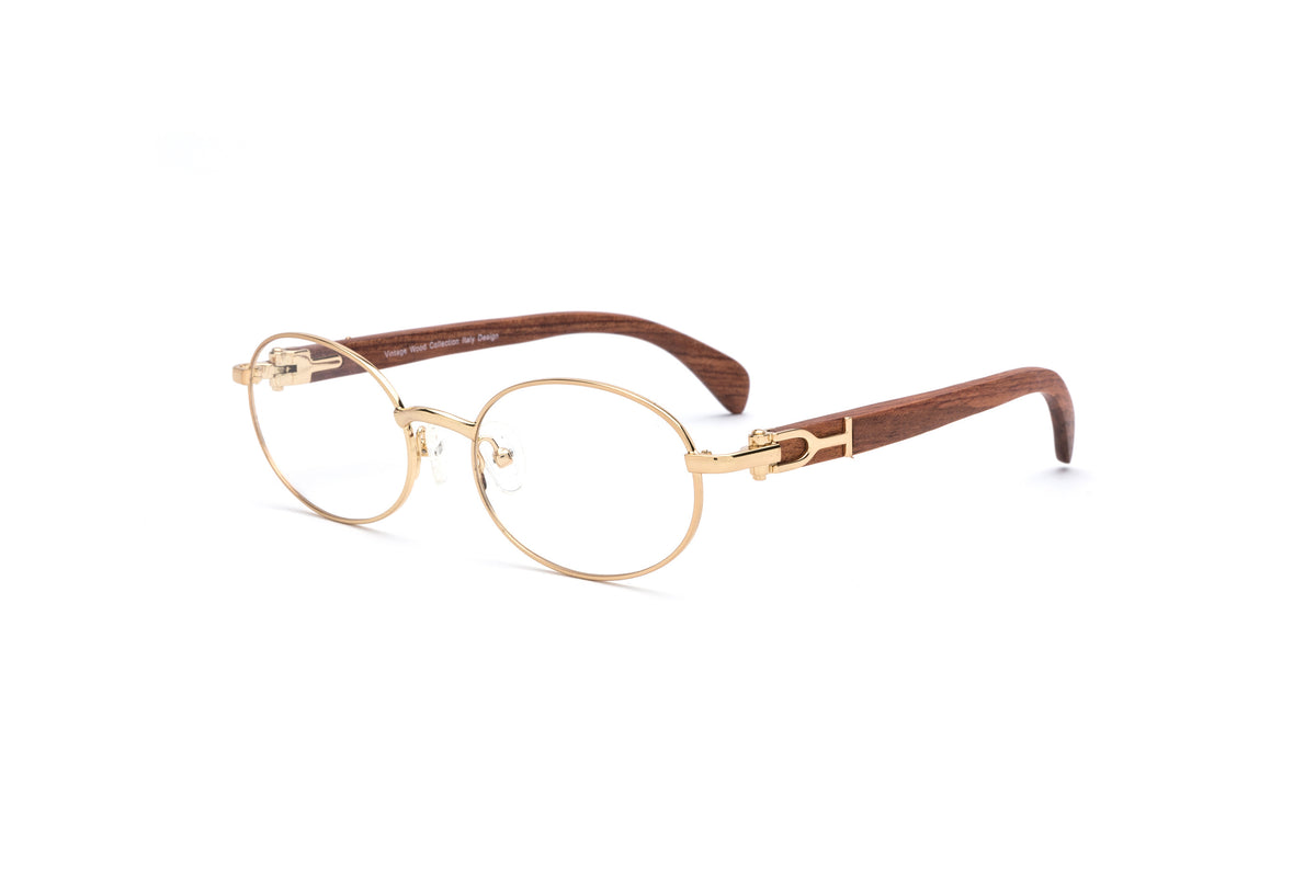 Thornton & Banks Oval Gold & Taupe Brown Eyeglasses Glasses Frames NWOT Duo-Bar Lunettes – Angled Oval Gold Metal Frames – Focusers main image 2