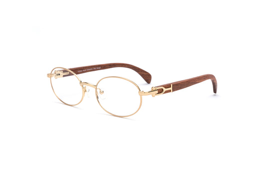 Gold wood cartier style glasses oval frames vintage