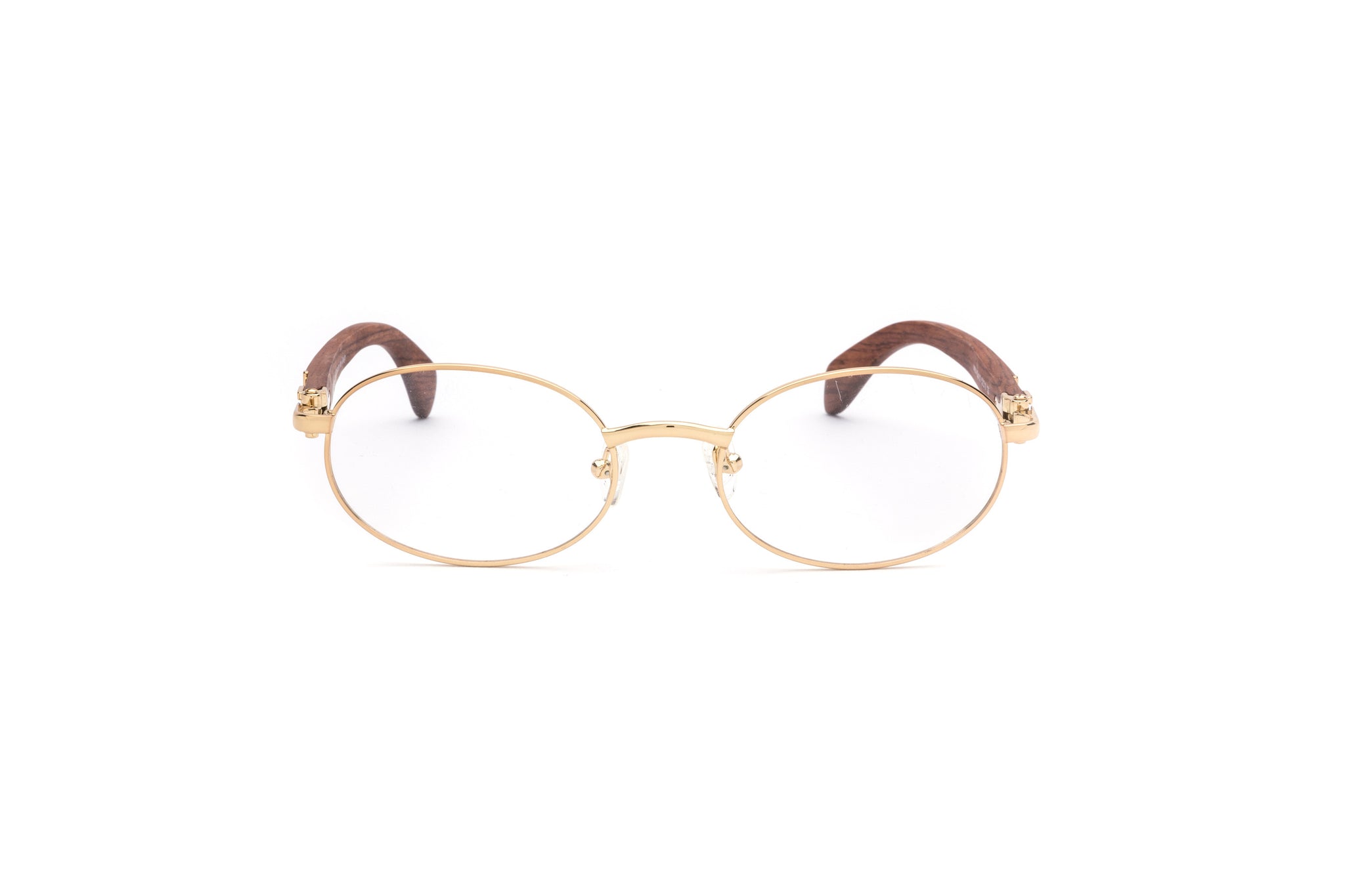Gold wood cartier style glasses oval frames vintage