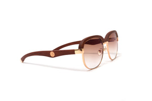 High Roller #1, 18KT Gold, Brown Cherry Wood, Gradient Brown Anti Reflective Lenses