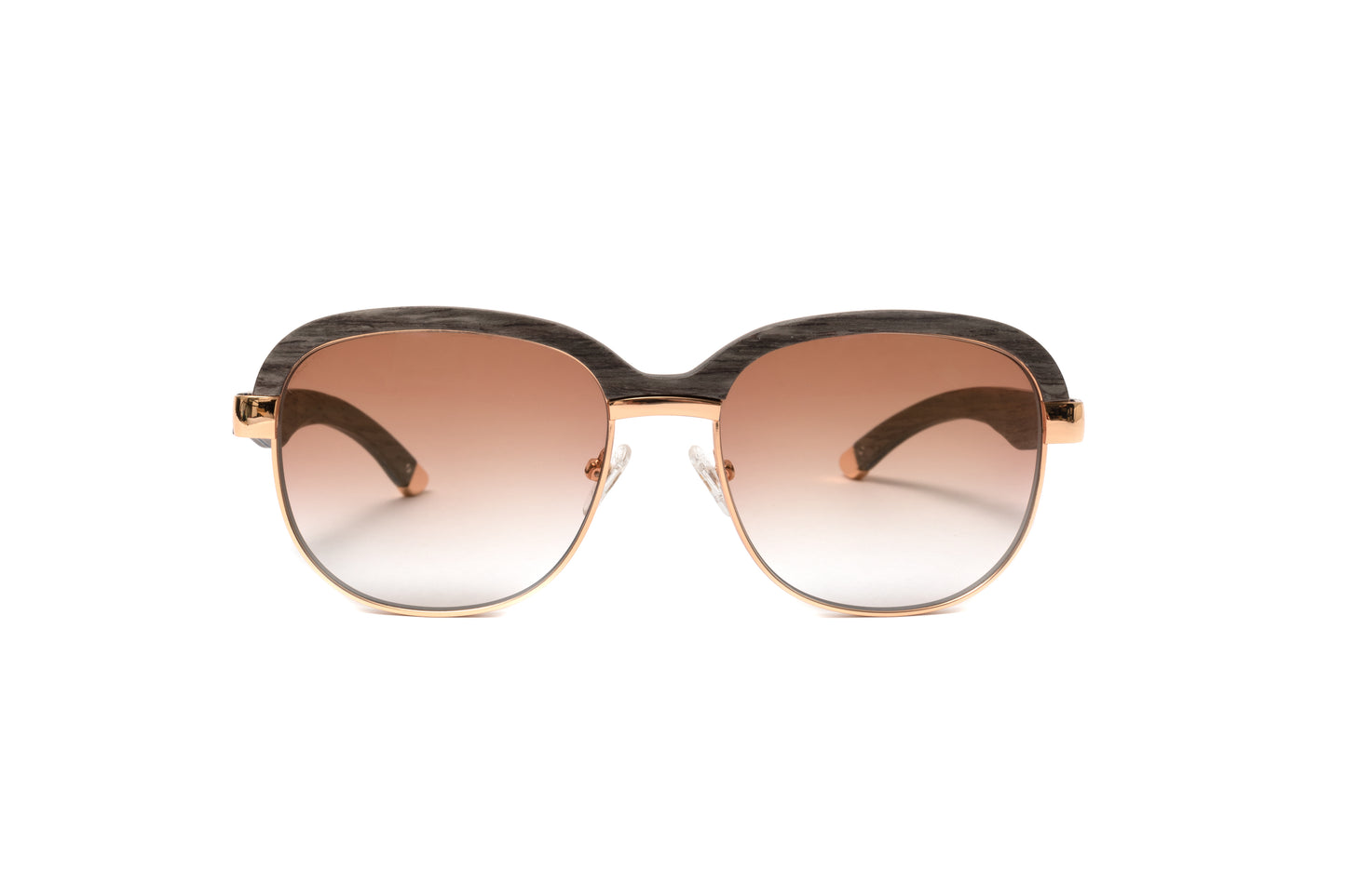 Highroller grey wood 18kt gold sunglasses with gradient brown temples for men by Vintage Wood Collection