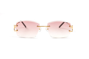 Vintage rimless Cartier Style C decor sunglasses