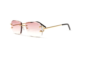 Gold rimless sunglasses with gradient brown lenses