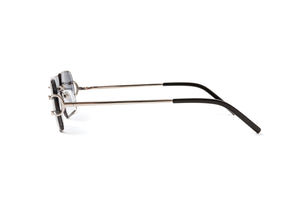 side view of rimless silver classic c sunglasses