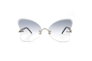 Butterfly Silver Pearl Collection Sunglasses, Brown and Blue Acetate Frame