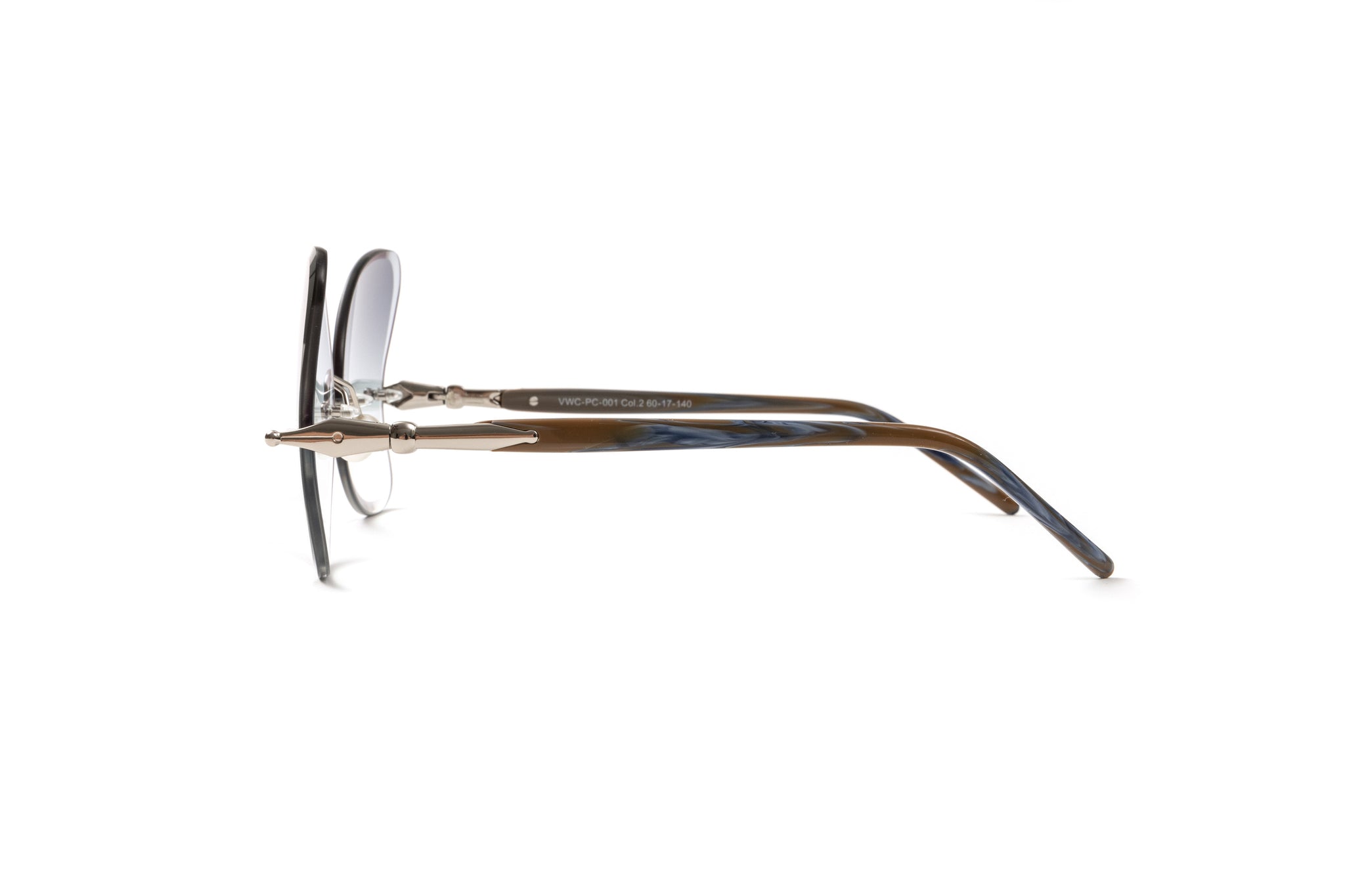 Butterfly Silver Pearl Collection Sunglasses, Brown and Blue Acetate Frame