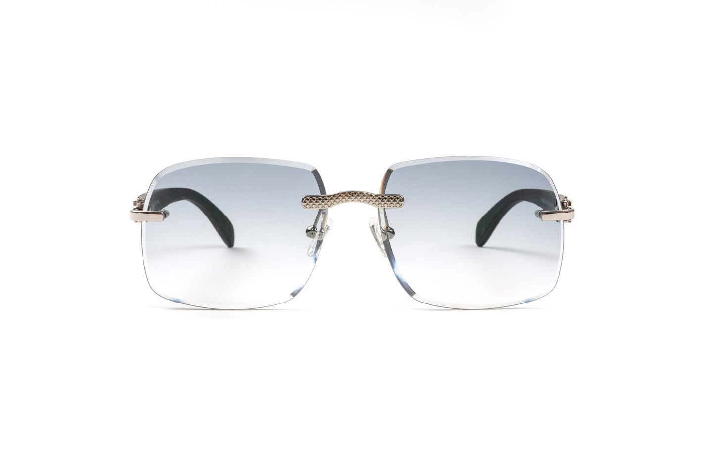 18KT White Gold & Black Wood Sunglasses, Gradient Grey Lenses