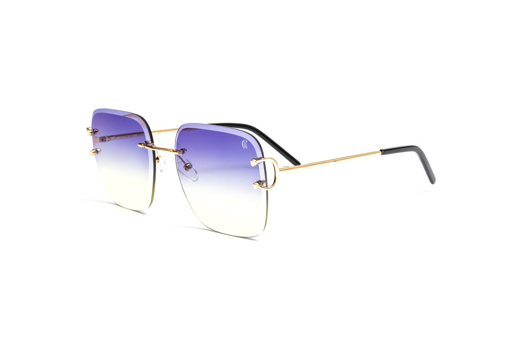 VWC Eyewear Vintage Classic C Sunglasses | 18kt Gold-Plated Frame | Gradient Brown Pink Lenses