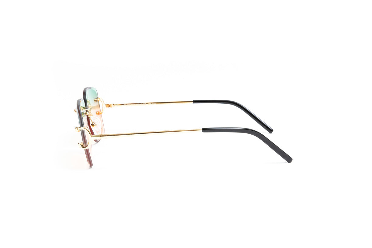 CARTIER C Decor Gold With Custom Tapa Blue Lens Unisex Sunglasses