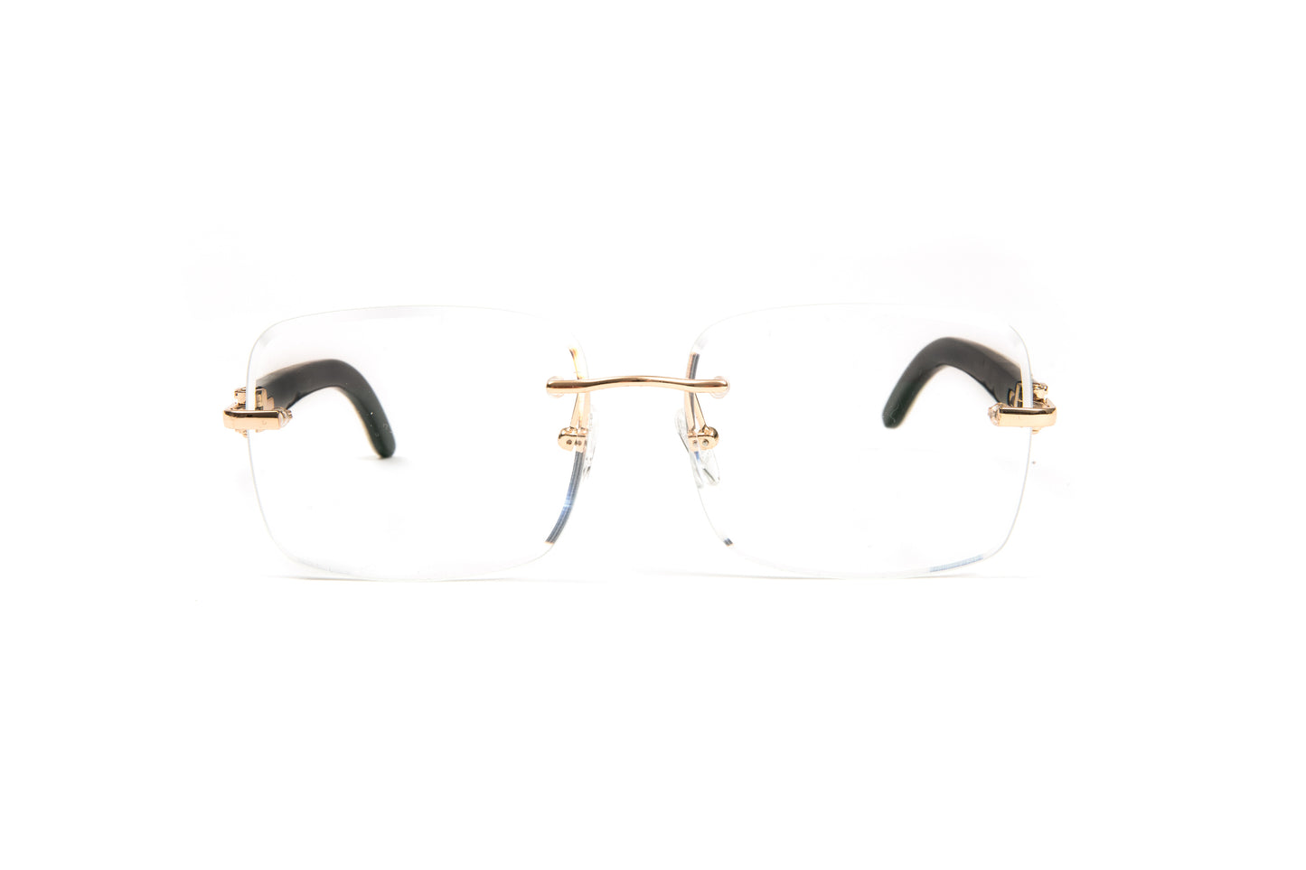 White Buffalo Horn Eyelasses, 18KT Gold-Plated Frames, Clear Lenses