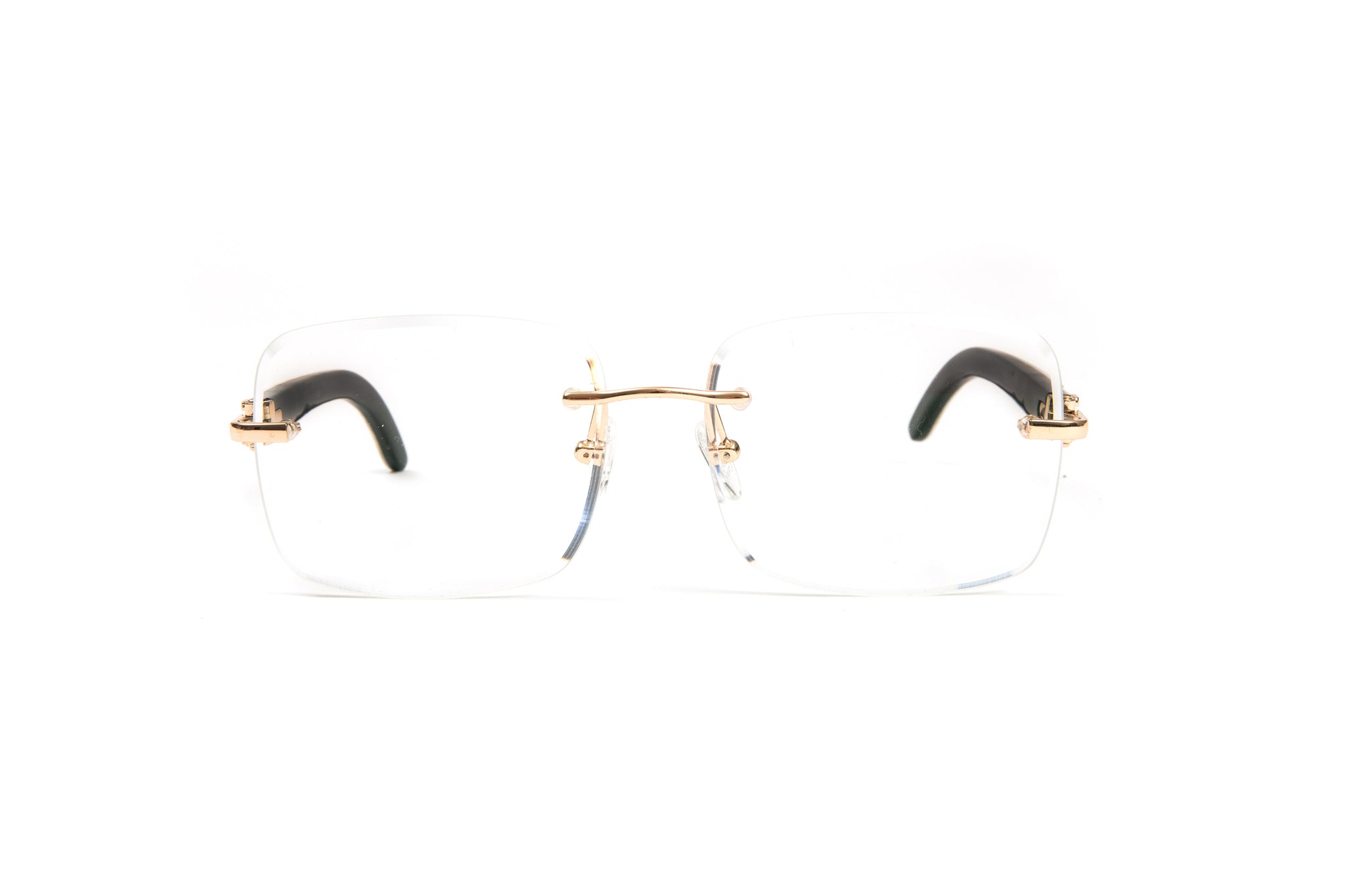 VWC White Buffalo Horn Optical Glasses, 18KT Gold-Plated Frames, Clear Lenses