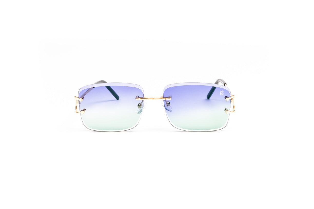 cartier c decor glasses, real cartier glasses, cartier style glasses, cartier wires, vintage julz, vintage wood collection 19kt gold Classic C frame with double gradient purple to green lenses
