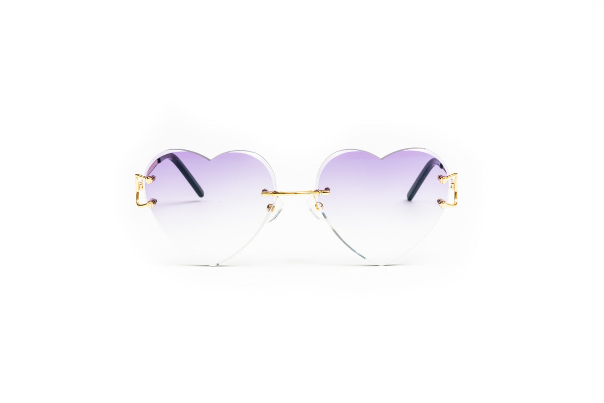 VWC Eyewear Heart Shaped Classic C Sunglasses | 18KT Gold-Plated Frame |  Gradient Purple Lenses