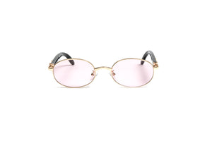 Vintage Wood Collection 18KT Gold Full Rim Oval White Buffalo Horn  Sunglasses | Pink Lenses – VWC Eyewear
