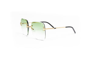 VWC Brigade Full Rim Rectangular Sunglasses, 18KT Rose Gold Black Wood,  Gradient Brown AR Lenses