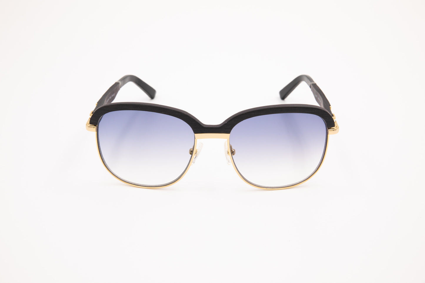 VWC Eyewear Silver & Black Wood Top Sunglasses, Gradient Grey Anti Reflective Lens