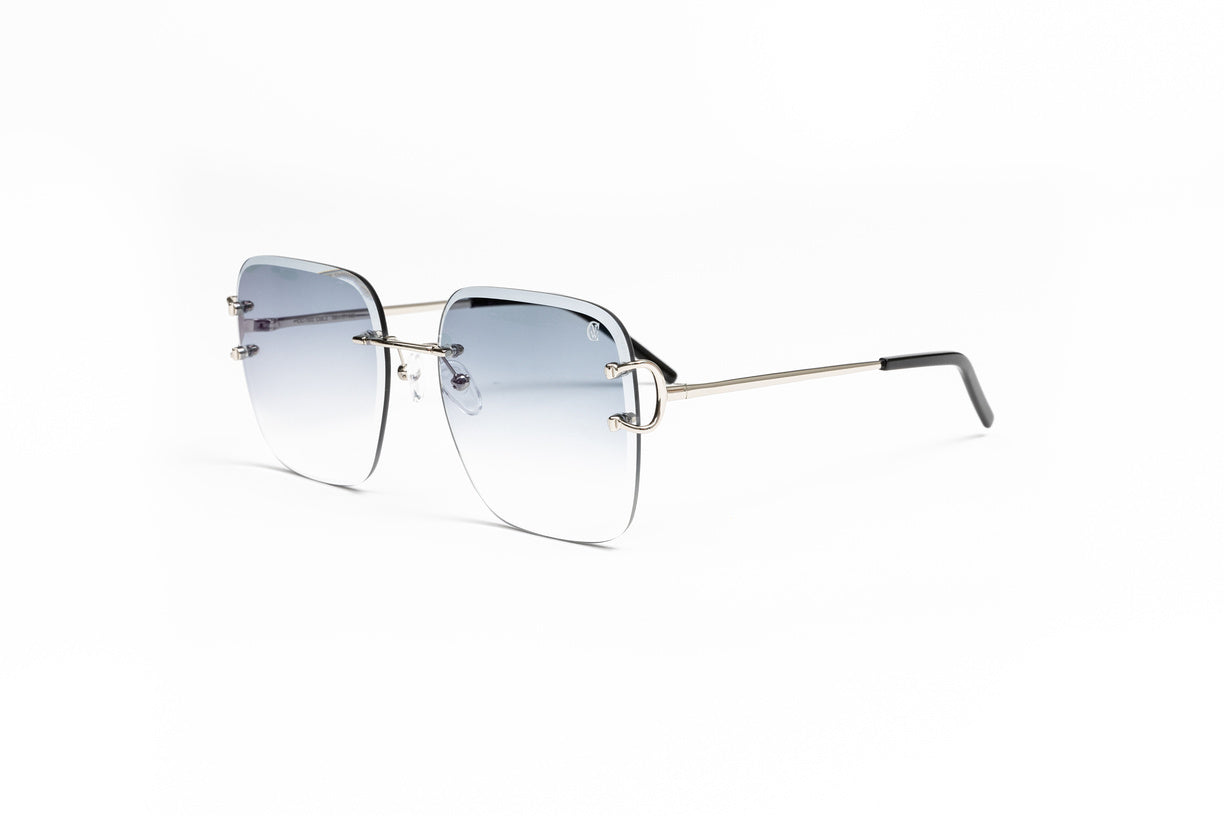 cartier platinum frame glasses, quavo glasses, cartier style glasses, big c cartier glasses, vintage shades, vintage wood collection silver Classic C sunglasses with gradient grey square lenses