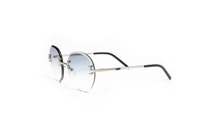 cartier rimless eyeglasses, vintage designer sunglasses, cartier round glasses, vintage wood collection classic c silver sunglasses with gradient grey lenses