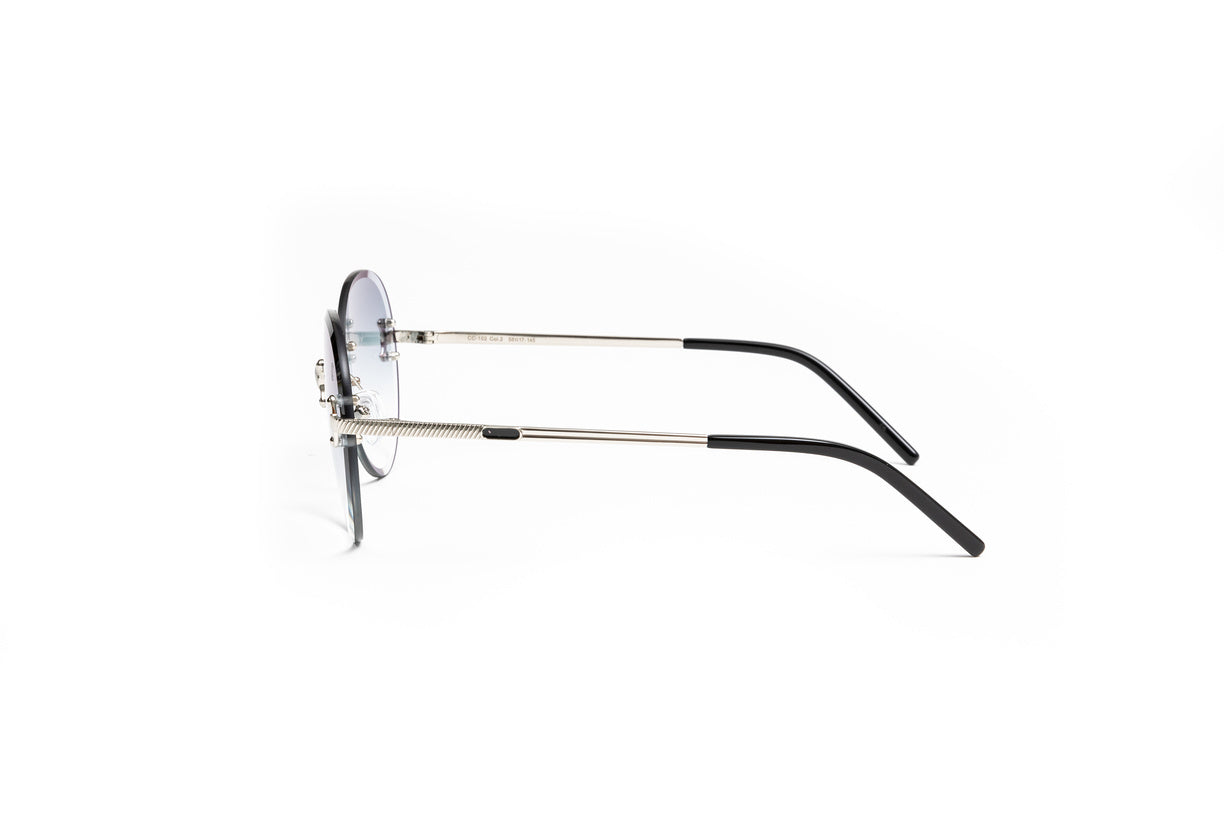 cartier rimless eyeglasses, vintage designer sunglasses, cartier round glasses, vintage wood collection classic c silver sunglasses with gradient grey lenses
