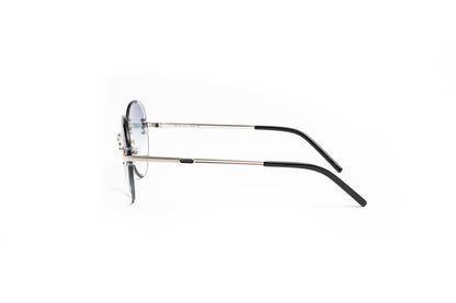 cartier rimless eyeglasses, vintage designer sunglasses, cartier round glasses, vintage wood collection classic c silver sunglasses with gradient grey lenses
