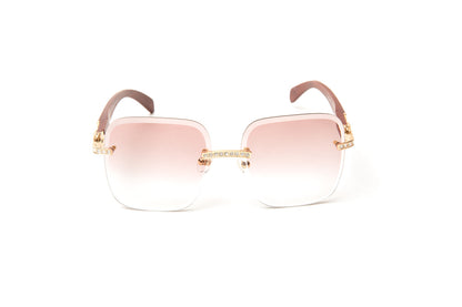 diamond wood cartier look alike glasses with brown wood temples and swarovski stones by Vintage Wood Collection