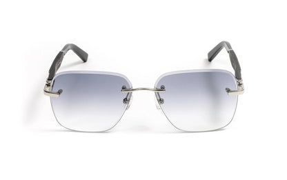 VWC Eyewear Black Wood Grain Sunglasses, Silver Frame, Gradient Grey Square Lenses