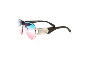 Legend two tone glasses with blue and pink gradient lenses, black wood and silver temples, Meek Mill glasses, hip hop fashion, hip hop culture, streetstyle men's outfit, Cartier glasses