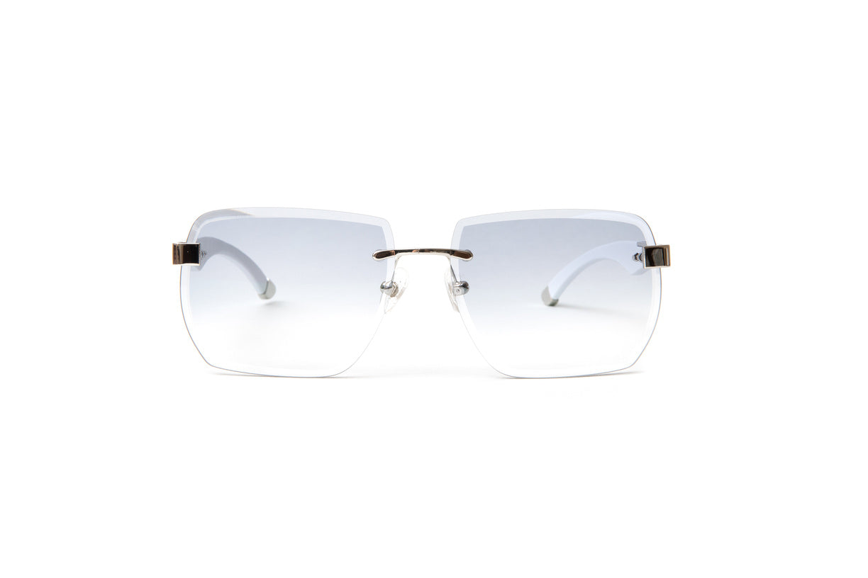 Vendome Silver White Wood Limited Edition Sunglasses, Gradient Grey Anti Reflective Lenses