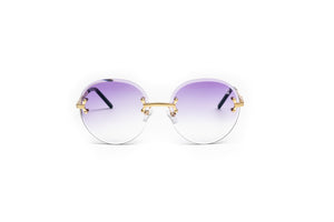 vintage designer sunglasses, cartier look alike glasses, gold frame glasses, migos sunglasses, gradient purple lens sunglasses with a gold vintage frame by Vintage Wood Collection